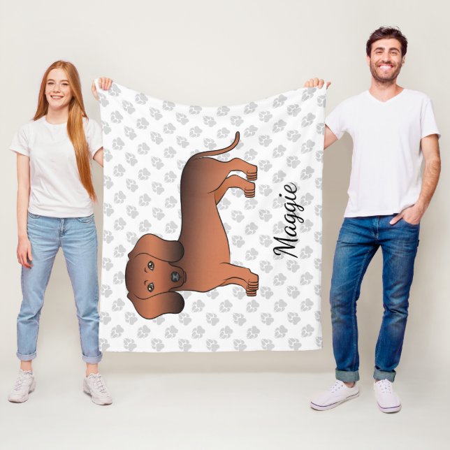 Couverture Polaire Red Sable Cheveux court Dachshund Dessin Chien et  (En situation)