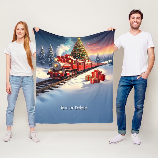 Couverture Polaire Red Train Christmas Tree Fleece Blanket (En situation)