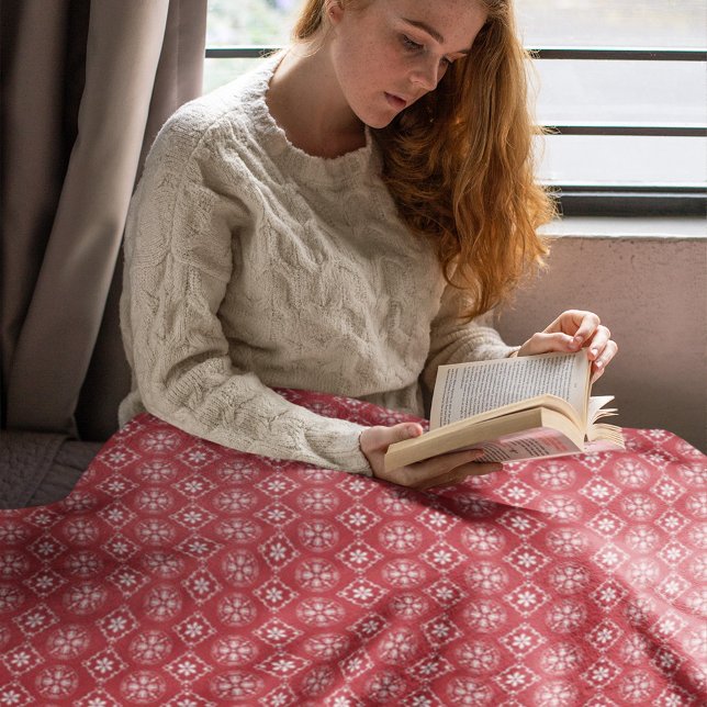 Couverture Polaire Red Winter Snowflake Farmhouse Motif (Créateur téléchargé)