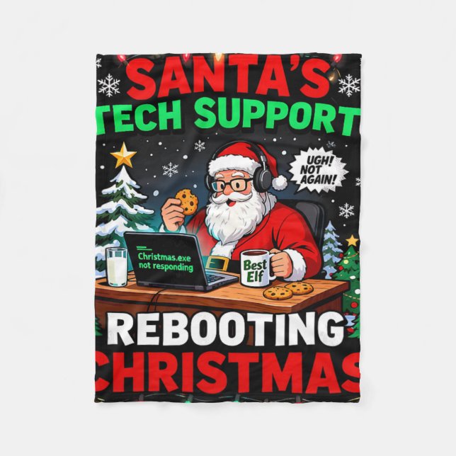Couverture Polaire Redémarrage Drôle de Santa's Tech Support Noël Com (Devant)