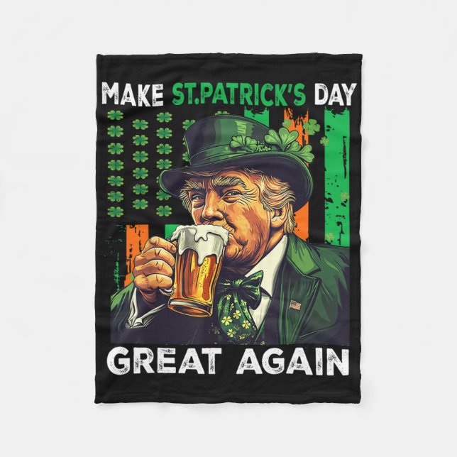 Couverture Polaire Refaire la Saint-Patrick Grande Encore Drôle Trump (Devant)