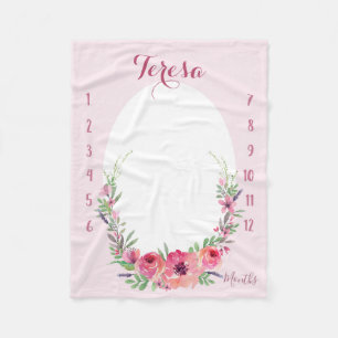 Couverture Polaire Regardez-moi grandir - Aquarelle rose