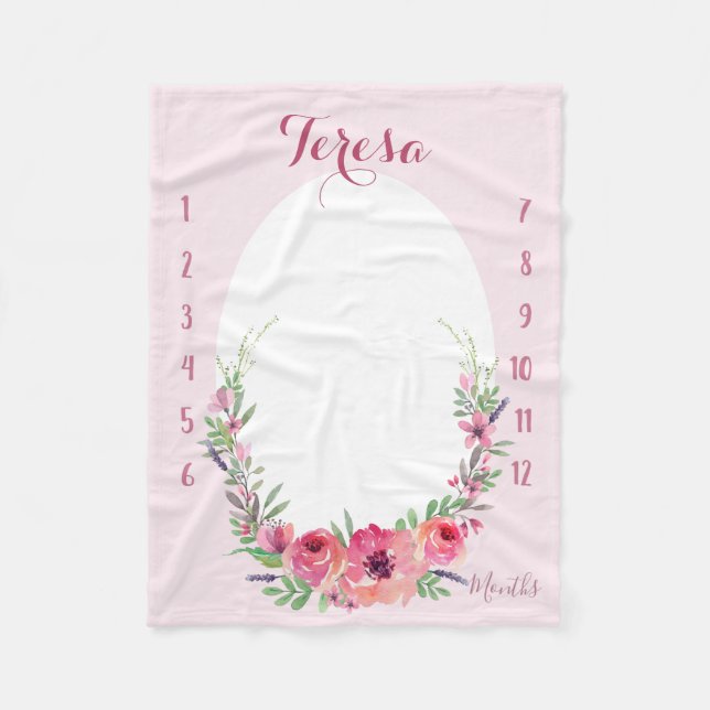 Couverture Polaire Regardez-moi grandir - Aquarelle rose (Devant)