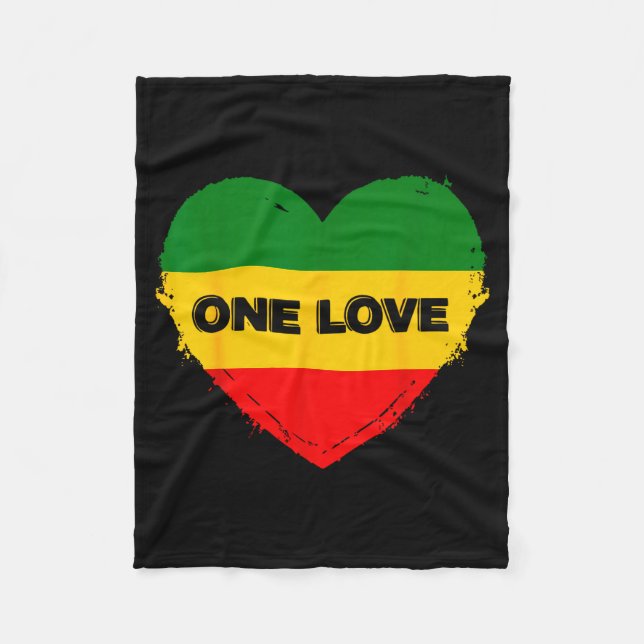 Couverture Polaire Reggae Heart One Love Rasta Reggae Music Rastafari (Devant)