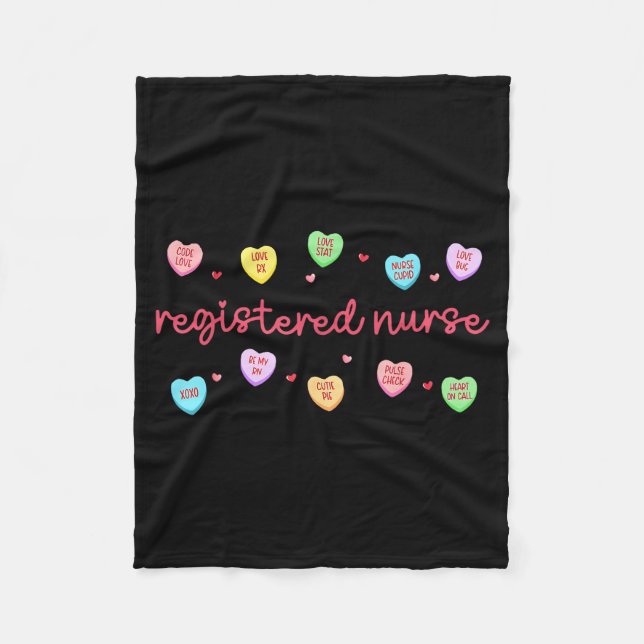 Couverture Polaire Registered Nurse Valentines Candy Heart Healthcare (Devant)