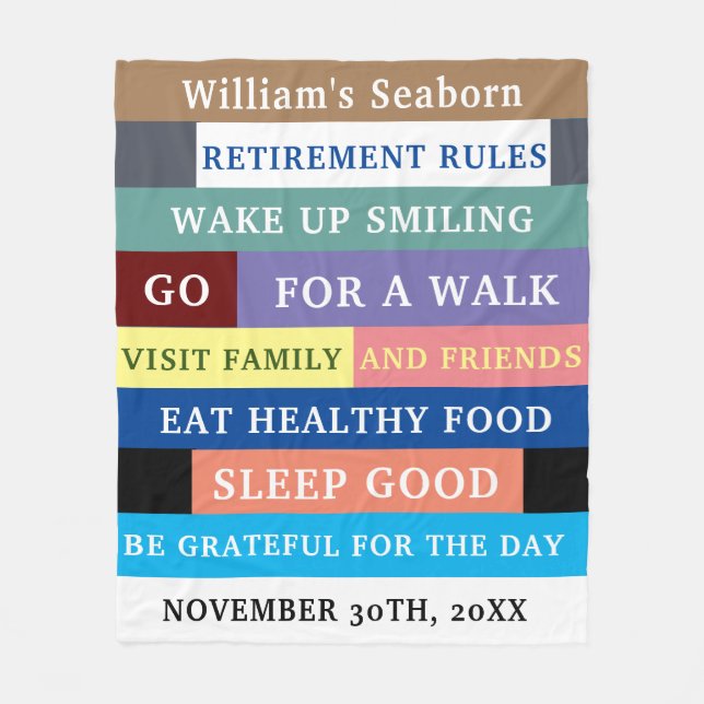 Couverture Polaire Règles personnalisées de retraite amusante Humour (Devant)