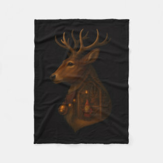 Couverture Polaire Reindeer Barn Gnome Christmas Fleece Blanket 
