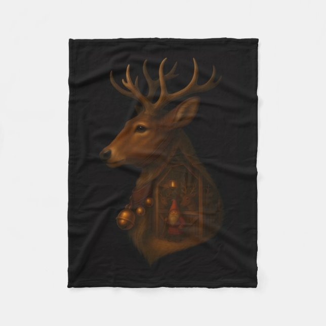 Couverture Polaire Reindeer Barn Gnome Christmas Fleece Blanket  (Devant)