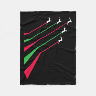 Couverture Polaire Reindeer jets patriotique rayé rouge et vert merry