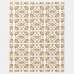Couverture Polaire Reine coeurs couronne or tiara blanc polaire couve