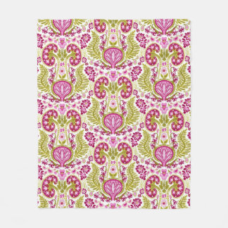 Couverture Polaire Reins Damask rose et vert
