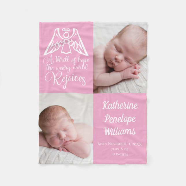 Couverture Polaire Rejoice Baby Girl Photo Rose Custom Christmas (Devant)