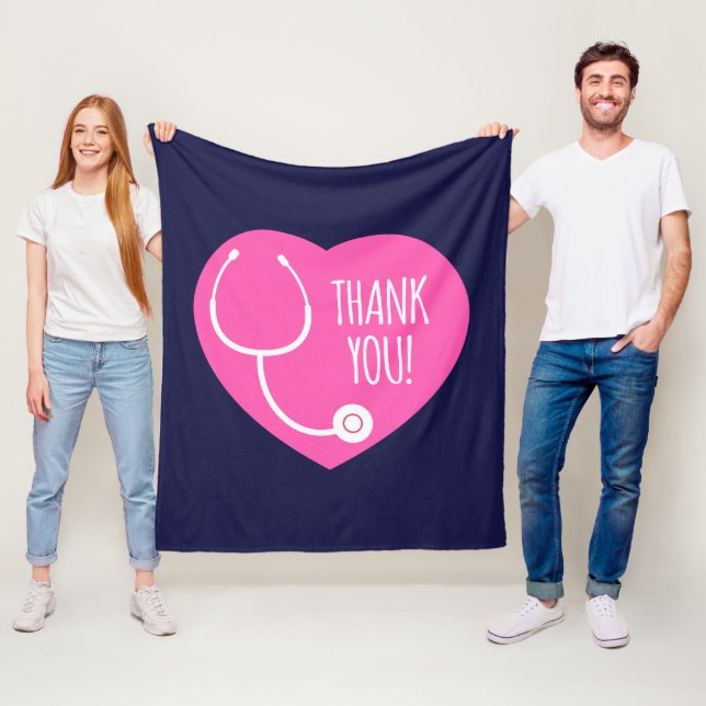 Couverture Polaire Remerciements| Stéthoscope à coeur rose (En situation)