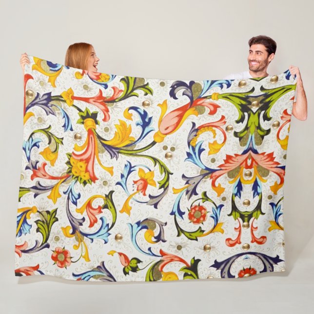 COUVERTURE POLAIRE RENAISSANCE FLORENTINE EAUX FLORALES, FLEURS (En situation)