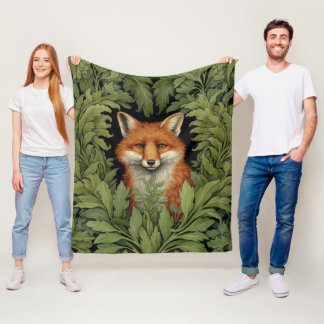 Couverture Polaire Renard Art nouveau dans la forêt