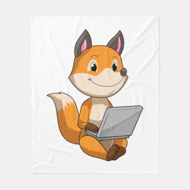 Couverture Polaire Renard avec ordinateur portable (Devant)