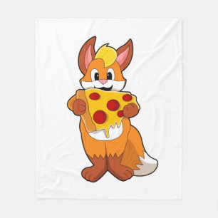 Couverture Polaire Renard avec pizza