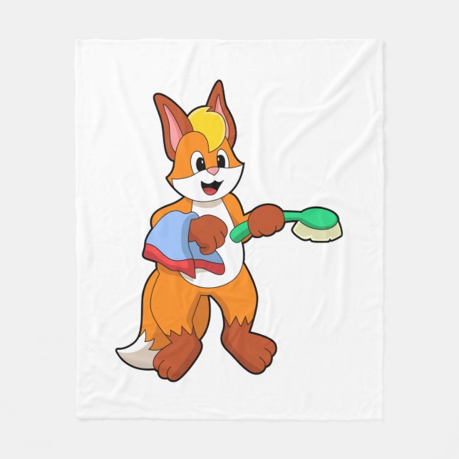Couverture Polaire Renard avec Serviette & Brosse (Devant)