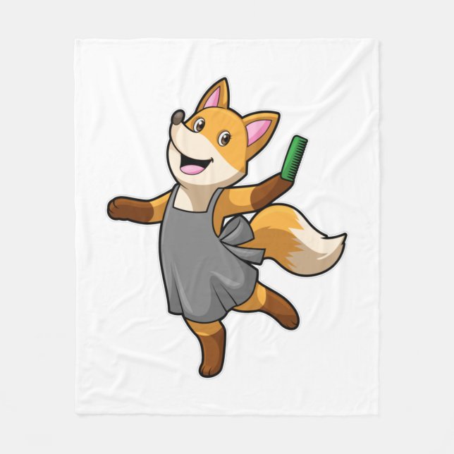 Couverture Polaire Renard comme coiffeur avec ciseaux (Devant)