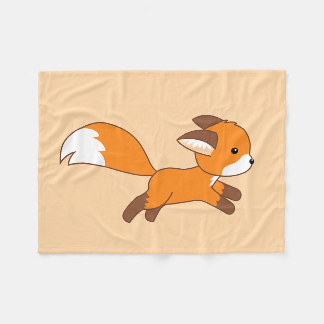 Couverture Polaire Renard courant mignon sur fond crème (Devant (Horizontal))
