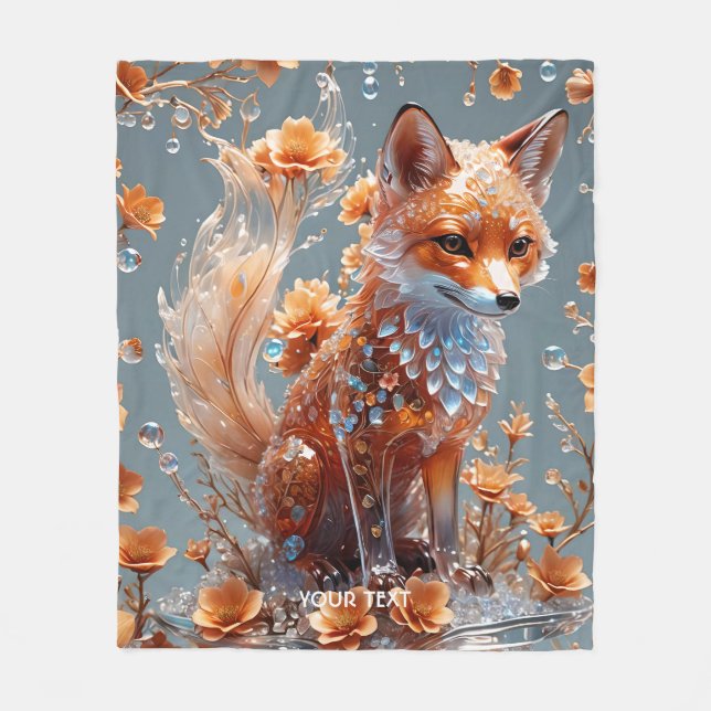 Couverture Polaire Renard en verre rouge mignon Imaginaire (Devant)