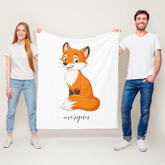 Couverture Polaire Renard mignon, nom de l'enfant du script ou messag (En situation)