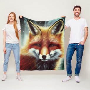 Couverture Polaire Renard Rouge Fluffé En Neige