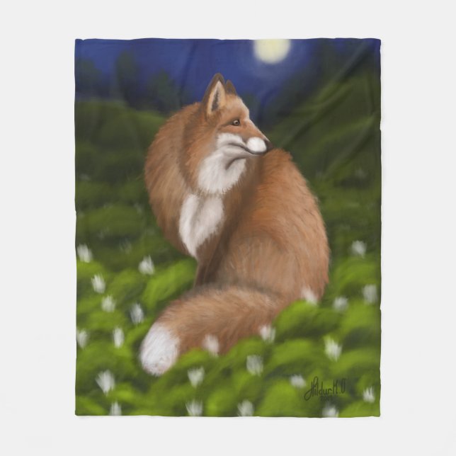 Couverture Polaire Renard sur la Lune dans Midnight Woods (Devant)