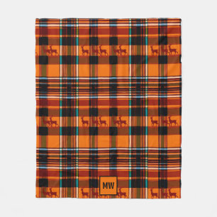 Couverture Polaire Rennes en plaid, hiver automne monogramme de Noël