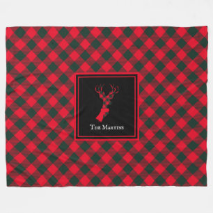 Couverture Polaire Rennes Plaid Rouge & Vert Buffalo Personnalisées