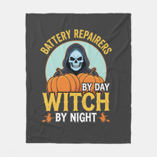 Couverture Polaire Réparateur de piles Halloween Sorcière de nuit Des