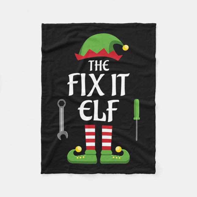 Couverture Polaire Réparez-le Groupe de jumelage de famille Elf Noël (Devant)