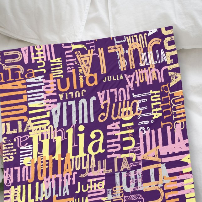 Couverture Polaire Répétition De Son Nom | Couleurs cool violet (Créateur téléchargé)