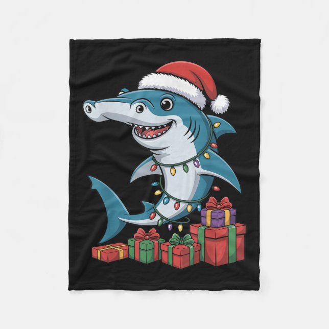 Couverture Polaire requin à marteau Santa Hat Noël Funny Marine (Devant)
