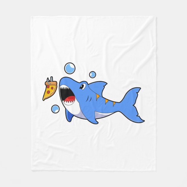 Couverture Polaire Requin avec pizza comme appât (Devant)