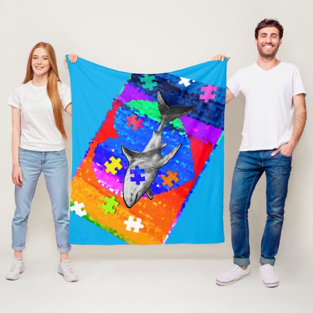 Couverture Polaire Requin d'autisme 3 tailles (En situation)