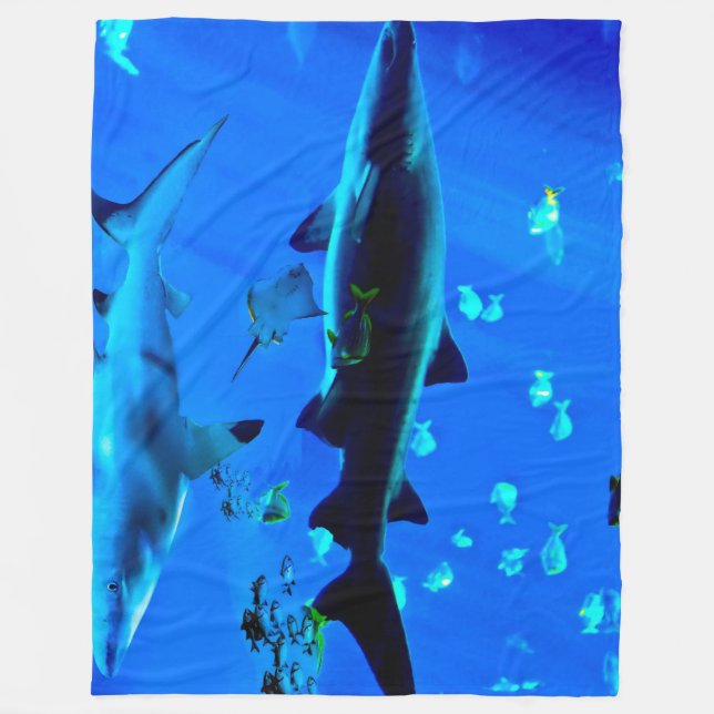 Couverture Polaire Requin incliné par noir (Devant)