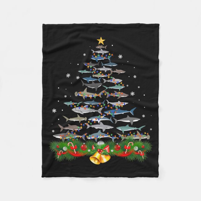 Couverture Polaire Requin Noël Arbre de requin Amateurs de cadeaux (Devant)