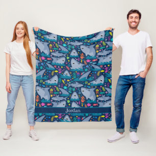 Couverture Polaire Requin sous la mer Cute Motif personnalisé
