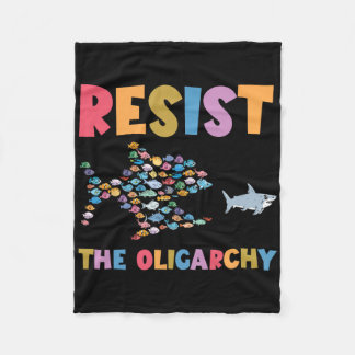 Couverture Polaire Résistez À L'Oligarchie Funny Fish Anti Trump