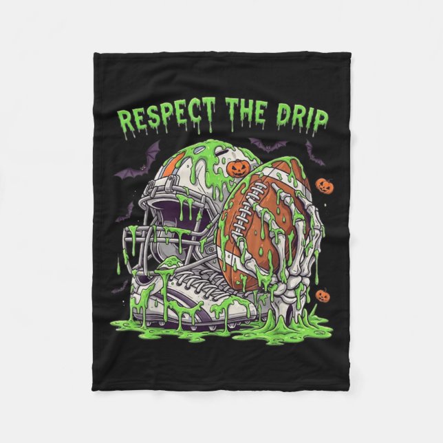 Couverture Polaire Respect The Drip Football Halloween Skeleton Hand  (Devant)