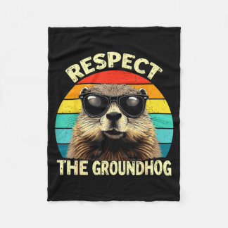 Couverture Polaire Respect The Groundhog Lover Vintage Animal Ground 