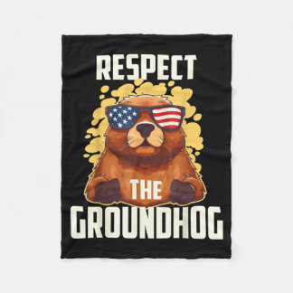 Couverture Polaire Respect The Groundhog Usa Vintage Flag Happy Groun