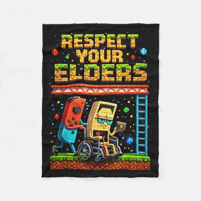 Couverture Polaire Respect Your Elders Retro Gaming Xel Gamer Control (Devant)