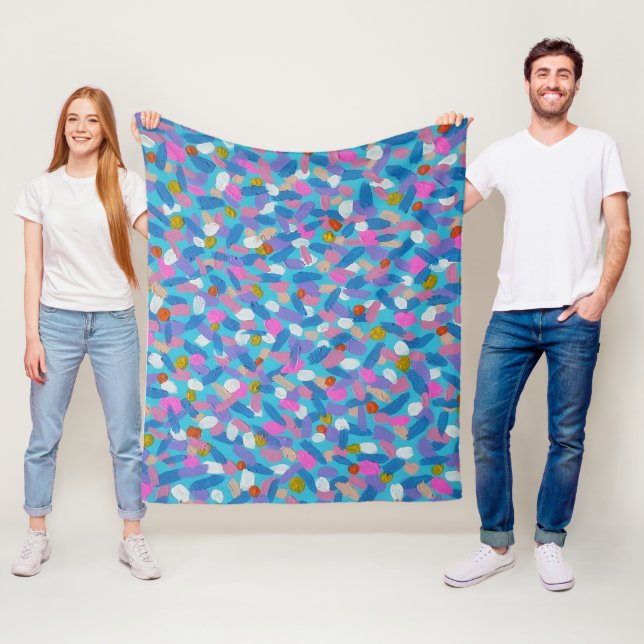 Couverture Polaire Ressort bleu Abstrait (En situation)