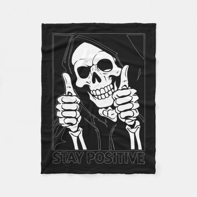 Couverture Polaire Restez positif Skeleton Grim Reaper Halloween (Devant)