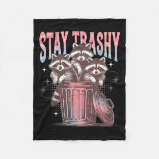 Couverture Polaire Restez Trashy Humour Raccoon Rétro Thématique Racc