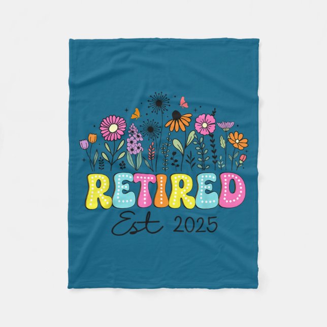 Couverture Polaire Retired Est 2025 Boho Floral Retirement Retire Tea (Devant)