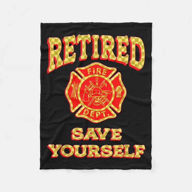 Couverture Polaire Retired Save Yourself Funny Fireman Retirement Vin (Devant)