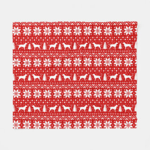 Couverture Polaire Retriever recouvert de boue SIlhouettes Noël Rouge